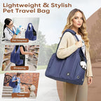 Dog Purse Carrier for Small Dogs, Cats, and Puppies – Soft-Sided Travel Pet Tote Bag with 4 Large Pockets, Foldable, Lightweight, Fits Pets up to 15 lbs, for Travel, Vet, Outings (Dark Blue)