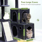 Globlazer Cat Tower for Adult Indoor Cats, 50-inch Heavy Duty Cat Tree for Big Cats, Cat Tree House with Extra-Large Padded Platform, Sisal Scratching Board, 2 Large Condos, F50, Dark Grey