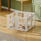 Clear Acrylic Dog Playpen Indoor, Puppy Cat Small Pet Play Pen, Easy Assemble & Disassemble Sturdy Plastic Dog Fence with Heavy Duty Door Lock (24In H, 8PCS), White