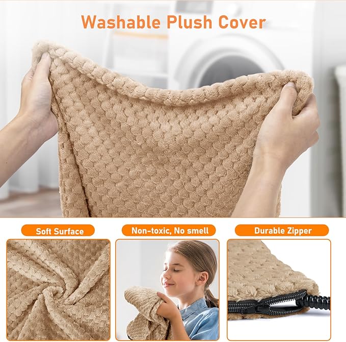 INVENHO Heated Dog Bed, Waterproof Adjustable Temperature Dog Cat Heating Pad with Timer, Indoor Pet Heating Pad for Cats Dogs Electric Pads for Dogs Cats, Pet Heated Pad