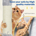 Cat Tree Tower 63in Multi-Level Cat Tower for Indoor Cats with Sisal Scratching Posts, Condo, Hammock, Dangling Ball and Extended Platform for Cats to Play, Light Grey