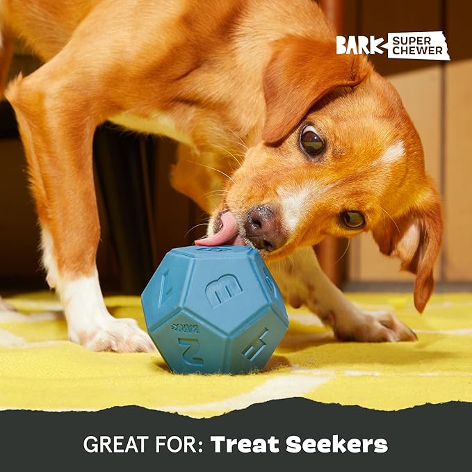 Barkbox Roll and Play Die Dog Toy, Natural Rubber, Treat Dispensing, Toss & Tumble Fun with Wacky Bounce - Dog Toy for Aggressive Chewers