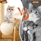 Modern Cat Tree for Indoor Cats, Wood Cat Tree with Natural Sisal-Covered Scratching Posts, Unique Cat Furniture Activity Center with Cat Scratching Ball Toy