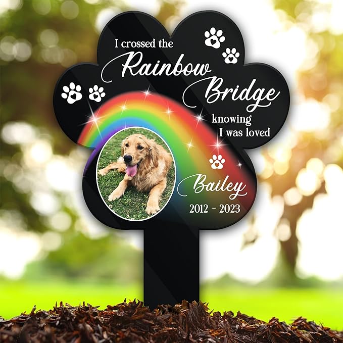 Customized Pet Sympathy Deceased Picture Grave Marker Losing A Dog Bereavement Photo Grave Marker In Loving Memory of Cat Plaque Sentimental Quote Animal Tribute Keepsake Gift Garden Decor