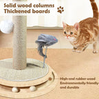 Cat Scratching Post Sisal Scratch Posts with Solid Wood Tracking Interactive Toys Vertical Scratcher,Spring Mouse and Scratch Board Interactive cat Toys for Indoor Cats and Kittens-