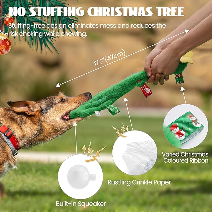 Nocciola 4 Pack Christmas Dog Toys, Interactive Crinkle Dog Squeaky Toys, Plush Dog Toys for Christmas, Christmas Toys for Puppy Small Medium Large Dogs & Aggressive Chewers