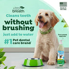 TropiClean Fresh Breath Water Additive for Dogs | Dog Breath Freshener & Teeth Cleaning Solution | No Toothpaste or Toothbrush Required | 16 oz + Pump
