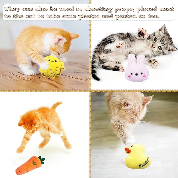 10 Pcs Catnip Toys for Indoor Cats Xmas Interactive Plush Stuffed Kitten Chew Bite Toys Kitty Cat