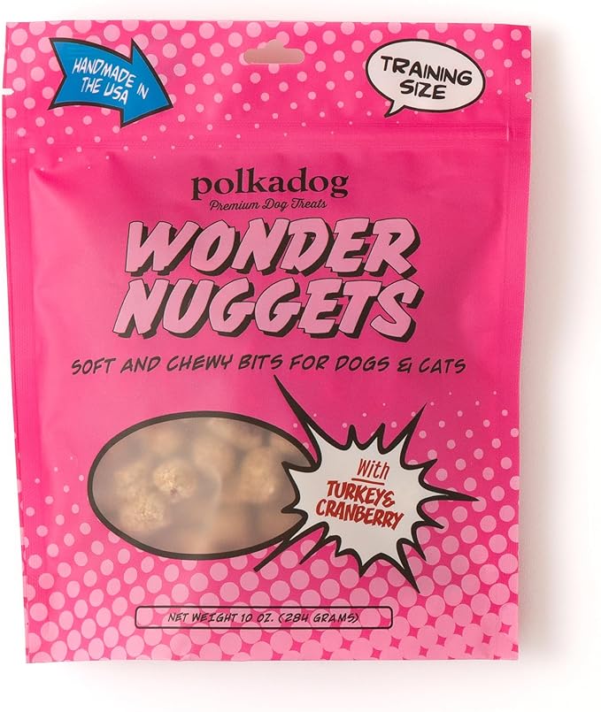 Polkadog Turkey & Cranberry Wonder Nuggets Dog Treats – All-Natural Pet Training Treats for Dogs – Healthy, Handmade Puppy Snacks – Bite-Sized, Soft, Chewy Treats for Pets – 10 oz
