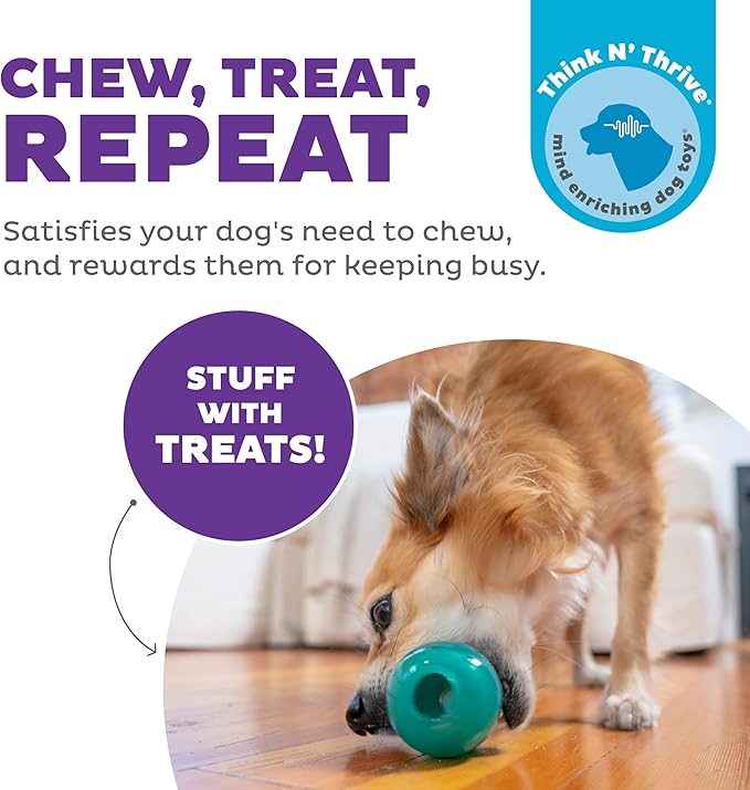 Outward Hound Double-Tuff Stuffable Dog Toy, Medium 4-Inch Green - Treat Dispensing Chew Ball for Small to Medium Dogs, Interactive Puzzle for Enrichment & Slow Feeding