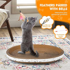 3 Pack Extra Large Oval Cat Scratcher Bed Scratch Pad Board Lounge Couch Cats Bowl Shaped Scratching Post Nest for Cats Grinding Claw Cat Scratcher Cardboard Furniture Protector 22.4" x 16.5" x 2.36"