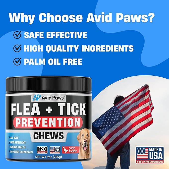 Natural Flea and Tick Prevention for Dogs - Dog Flea and Tick Treatment Chewable - Safe Flea Treatment Dogs of All Breeds & Ages - Flea Chews for Dogs - Flea Pills for Dogs for Dog Flea & Tick Control