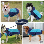 IECOii Dog Raincoat,Waterproof Rain Jacket for Medium Dogs,Adjustable Pet Rain Coat with Magic Sticker Closure,Reflective Doggy Raincoat with Hood,Perfect for Night Walking,Blue,M