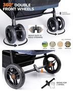 Dog Stroller for Large & Medium Dogs (20–132 lbs), Pet Stroller for 2 Small Dogs, Extra Large Heavy Duty, Foldable & Ventilated, Pink or Navy