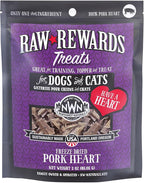 Northwest Naturals Raw Rewards Freeze-Dried Pork Heart Treats for Dogs and Cats - Bite-Sized Pieces - Healthy, 1 Ingredient, Human Grade Pet Food, All Natural, Proudly Made in USA, 3 Oz