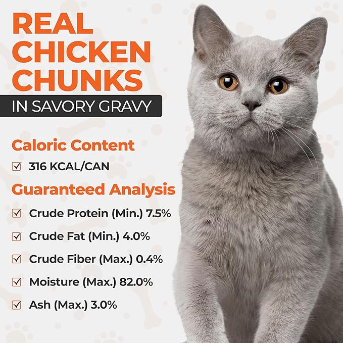 Chef Scoochie's Tender Chicken Chunks in Gravy Wet Cat Food - Easy Open Pop-Top Cans - Protein & Essential Nutrients - Gourmet Meal for Indoor & Outdoor Cats 12 Cans (14 oz e.)
