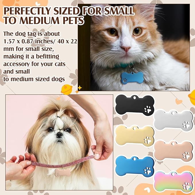 Hicarer 30 Pcs Stainless Steel Blank Pet ID Tags Personalized Dog Name Tag with Hollow Design Engraved on Both Sides Dog Cat Collar Name Accessories Regular Size DIY(Bone Shape)