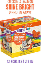 Weruva B.F.F. OMG - Best Feline Friend Oh My Gravy!, Chicken & Salmon Shine Bright with Chicken & Salmon in Gravy, 2.8oz Pouch (Pack of 12)