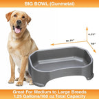 Neater Pet Brands Large Water Bowl for Dogs, Outdoor Dog Water Bowl (1.25 Gallon Extra-Large Capacity), Big Trough Style Food Dish for Indoors or Outside, No Spill Large Dog Bowls, Gunmetal Grey