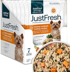 JustFoodForDogs JustFresh Home-Cooked Turkey Dog Food with No Preservatives, Resealable Packaging, Human Grade Wet Dog Food, 12 oz - 7 Pack