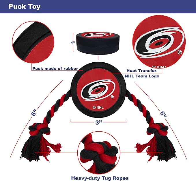 Pets First NHL Carolina Hurricanes Puck Toy for Dogs & Cats. Play Hockey with Your Pet with This Licensed Dog Tough Toy Reward!