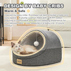 Jiupety Cute Cat Beds for Indoor Cats, Cat Cave Bed and Kitten Bed, Large Cat Cave and Covered Cat Bed with Anti-Slip Bottom, Washable Removable Cushion, M(16"x16"x13"), Dark Gray.