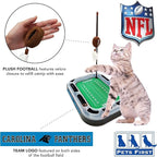 Pets First NFL Carolina Panthers Football Field Cat Scratcher & Plush Football Toy with Catnip & Feather. Interactive Jingle Bell Ball Cat Chasing Toy