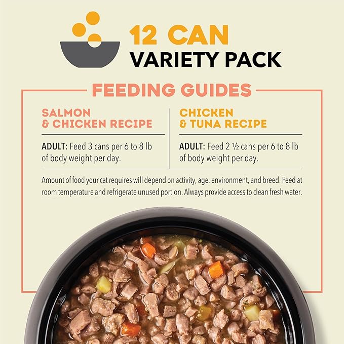 ACANA Chunks in Broth Wet Cat Food Variety Pack: Salmon & Chicken + Chicken & Tuna Recipes 3oz Cans (12 Count, 6 of Each)