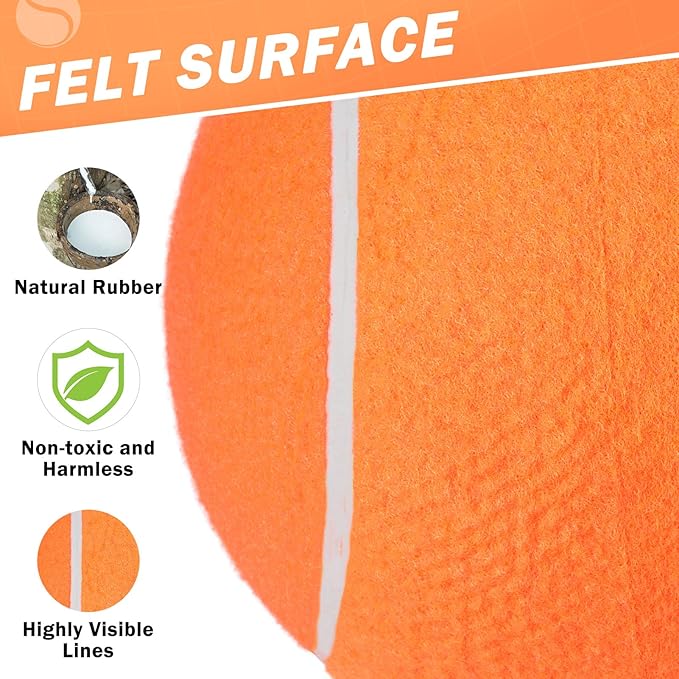 SCENEREAL Giant Tennis Ball for Dogs 2 Pack,Upgraded Thicken 9.5" Large Tennis Balls for Dogs,Halloween Dog Toys Birthday Gift, Inflatable Interactive Ball for Large Medium Big Dog,Durable Toy