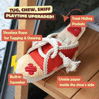 2 Pack No Stuffing Squeaky Dog Toys for Small, Medium and Large Dogs - Interactive Tug of War Puppy Chew Snuffle Toy, Dog Birthday for Dog Presents - Shoe