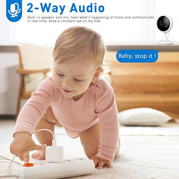 2K Home Security Camera, Indoor Camera for Dog/Pet/Elder/Baby Monitor, Smart Phone App Siren, 2-Way Audio, Advanced Motion Detection Night Vision, 4pcs，SD/Cloud Storage, Alexa Compatible