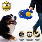 Bite Force - Durable & Strong Dog Toy Blue Furocious Frank Monster with Squeaker, Kevlar-Reinforced Seams for Aggressive chewers.