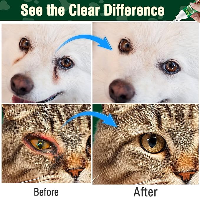 120ml/4.06fl oz Pet Eye Drops for Dogs and Cats,Solution for Redness,Itching and Tear Stains,Fast-Acting,Safe for All Breeds and Sizes