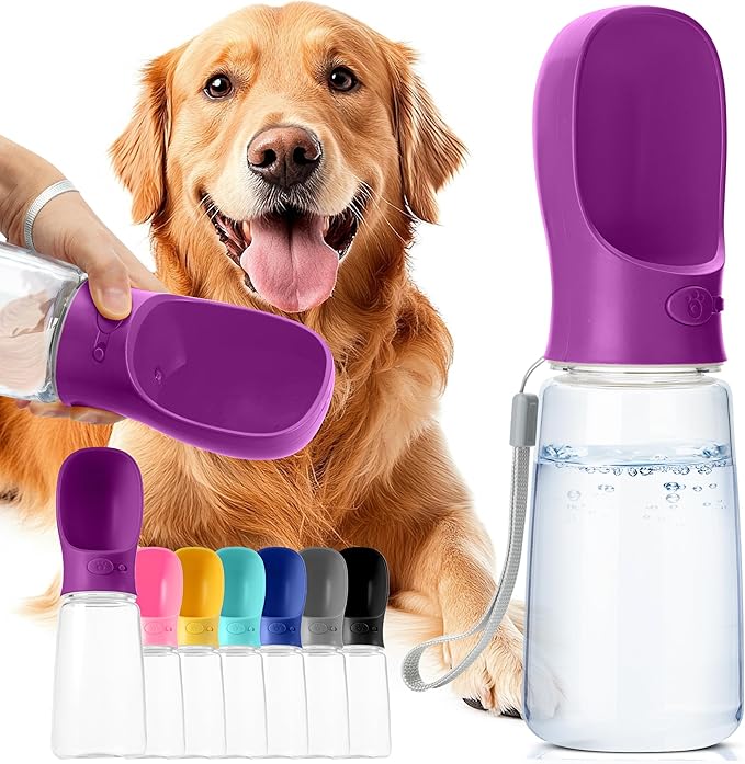 Mr. Pen Portable Dog Water Bottle, 19 oz, Large, Purple, Travel Dog Water Bottle Dispenser, Not Dishwasher Safe