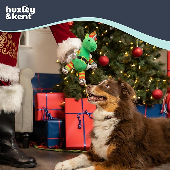 Huxley & Kent Funny Dog Toy w/Squeaker – Holiday Power Plush Squeaky Dog Toys for Small, Medium & Large Dogs – Soft Stuffed Animal for Indoor Play & Fetch - Buddy Unicorn, Small