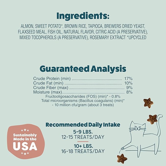 Shameless Pets Crunchy Cat Treats - Kitty Treats with Natural Salmon, Healthy Yam Good Flavors - 3-Pk