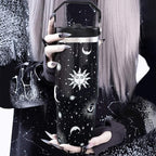 30oz Gothic Tumbler with Handle and Straw, Stainless Steel Vacuum Insulated Coffee Tumbler, Travel Mug Water Bottle, Goth Stuff Accessories Decor, Witch Gifts for Women