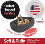 Majestic Pet 52 Inch Suede Shredded Memory Foam Mix Calming Extra Large Dog Bed Washable 52 x 35 x 11 (Inch) - Cozy Soft Round Donut Dog Bed with Spine for Head Support - Pet Bed Gray