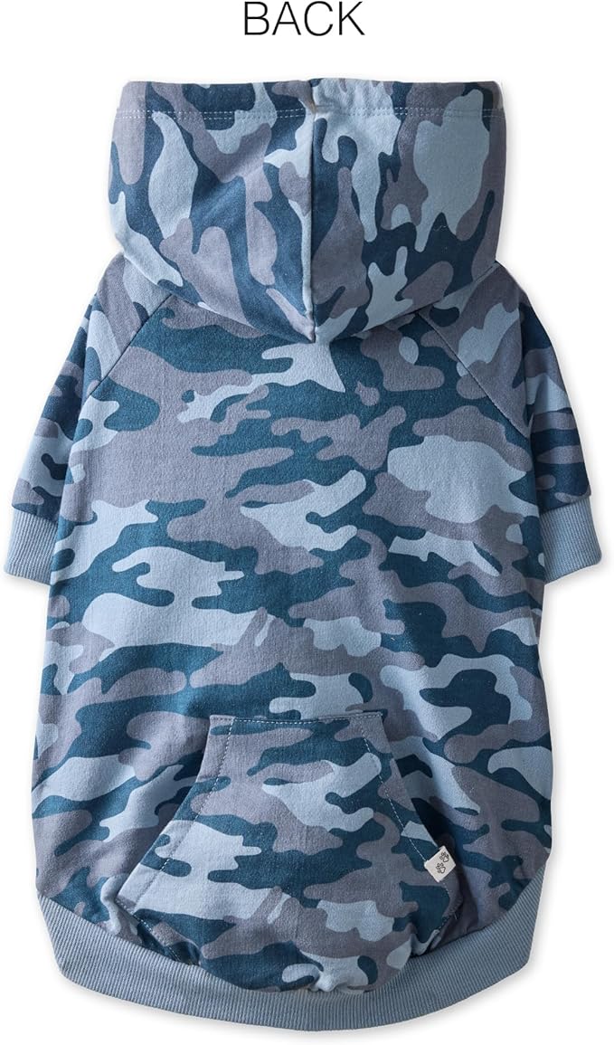 Rocky – The Orginal Lightweight Hooded TEE 100% Organic Cotton Dog Hoodie Pet Coat Sweater for Small, Medium, Large Dogs, Navy Camo, XX-Small