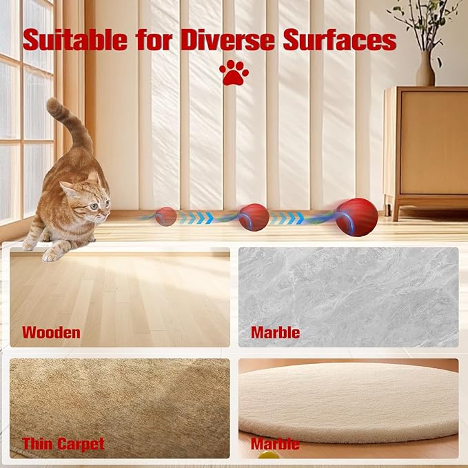 2025 New Upgrade Speedy Tail Cat Toy, Smart Interactive Pet Toys Comes with 4 Tails, Reinforced Version of The Cat Toys Balls, Two Speed Adjustment (Orange)