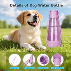UPSKY Dog Water Bottle | Portable & Foldable Dog Water Bottle | 3-in-1 Portable Pet Water Dispenser with Food Container & Poop Scooper for Outdoor Walking, Hiking & Travel,14.2oz(Pink)