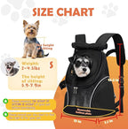 WOYYHO Pet Dog Carrier Backpack with Top and Side Windows, Small Dog Front Backpack Ventilated Mesh Dog Back Pack with Safety Belt for Travel Hiking Outdoor Adventures (Size S: 2-4.5 lbs, Black 2.0)