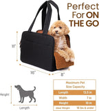 Black Dog Purse Carrier for Small Dogs – Cotton Padded Interior, Multiple Pockets, Breathable Mesh & Comfortable Strap, Durable Polyester Travel Bag, Lightweight Cat Carrier, Versatile Small Pet Bag