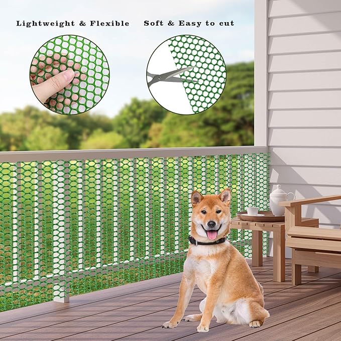 16.4 FT x 15.7 in Roll Mesh Fence, Versatile Green Plastic Fencing & Netting, Cuttable Animal Wire Mesh Fence, Durable Tree Trunk Protector, Suitable for Cat Dog Rabbit Barrier and Plant Protectors