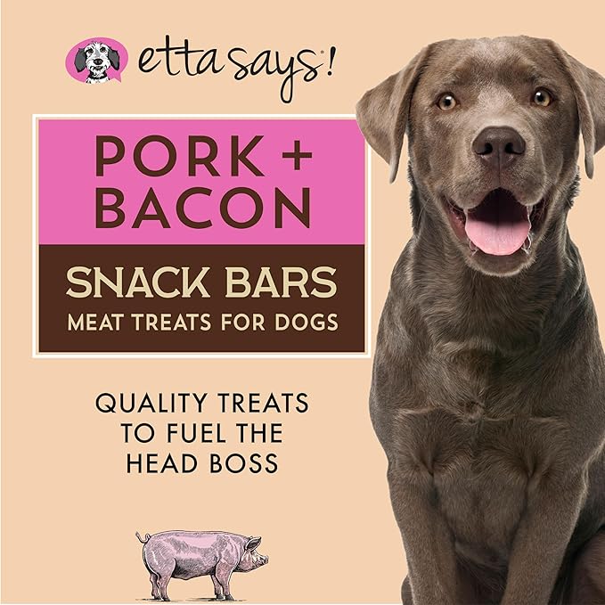 etta says! Pork + Bacon Snack Bars - Premium All Natural Meat Treats for Dogs - Human Grade - Made in The USA (6 Count Pack of 1)