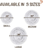 Friends Forever Donut Dog Bed Faux Fur Fluffy Calming Sofa For Large Dogs, Soft & Plush Anti Anxiety Pet Couch For Dogs, Machine Washable Coco Pet Bed with Non-Slip Bottom, 36"x36"x8" Ivory