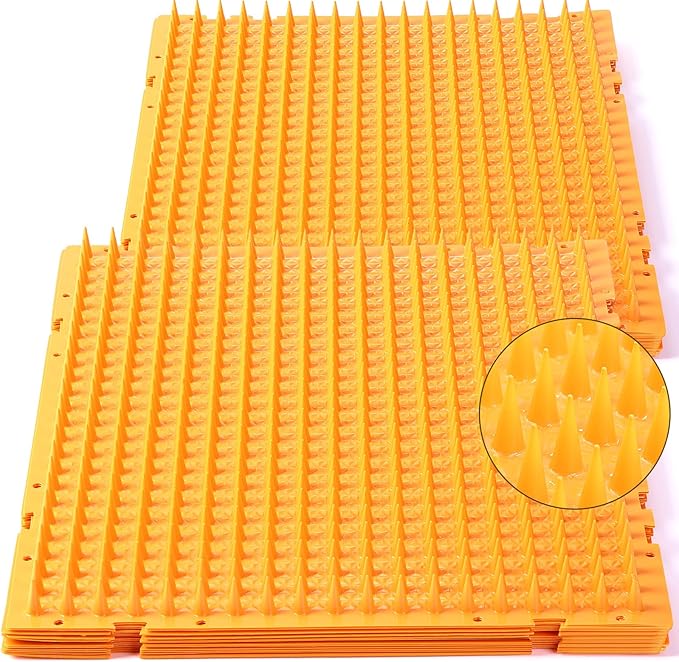 16 Pack Cat Repellent Outdoor Mat Cats Dogs Plastic Bendable Spiked Deterrent Training Repellent PET Mats with Spikes for Indoor Outdoor Supplies, 18.3 Square Feet, 16 x 13 Inch(Orange)