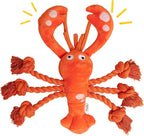 Tough Dog Toys, Large Squeaky Rope Tug of War Dog Toys for Puppy, Small, Medium, Large Dogs, Interactive Stuffed Plush Toys, Dog Birthday Gifts - Lobster