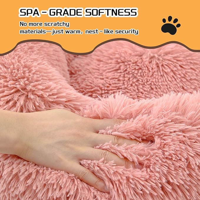 Comfort Donut Dog Bed for Small Dogs, Cat Bed & Pet Bed for Indoor Use, Medium Size with Soft Plush, Round Dog Beds for Large Dogs and Cats