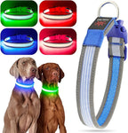 YFbrite Full Adjustbale LED Dog Collar, Full Illuminated Light up Dog Collars, Reflective Dog Collar Light Glowing in The Dark for All Dogs Safety (Medium, Blue-2)